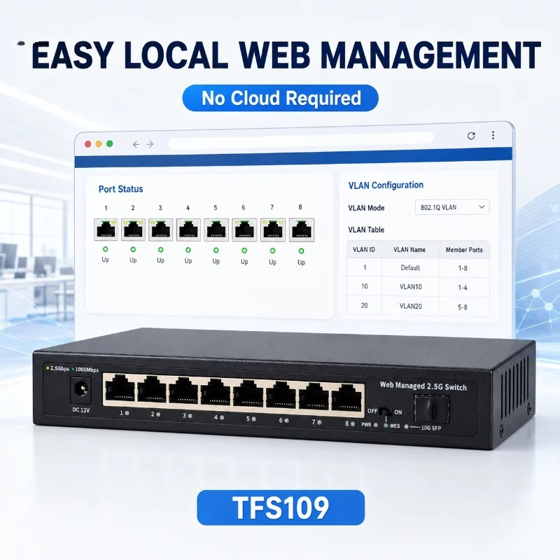 8ポート、2.5Gbの管理型スイッチ。1つの10G SFPア - Sfp+ 10G Managed Switch 8 Port のレビューと価格