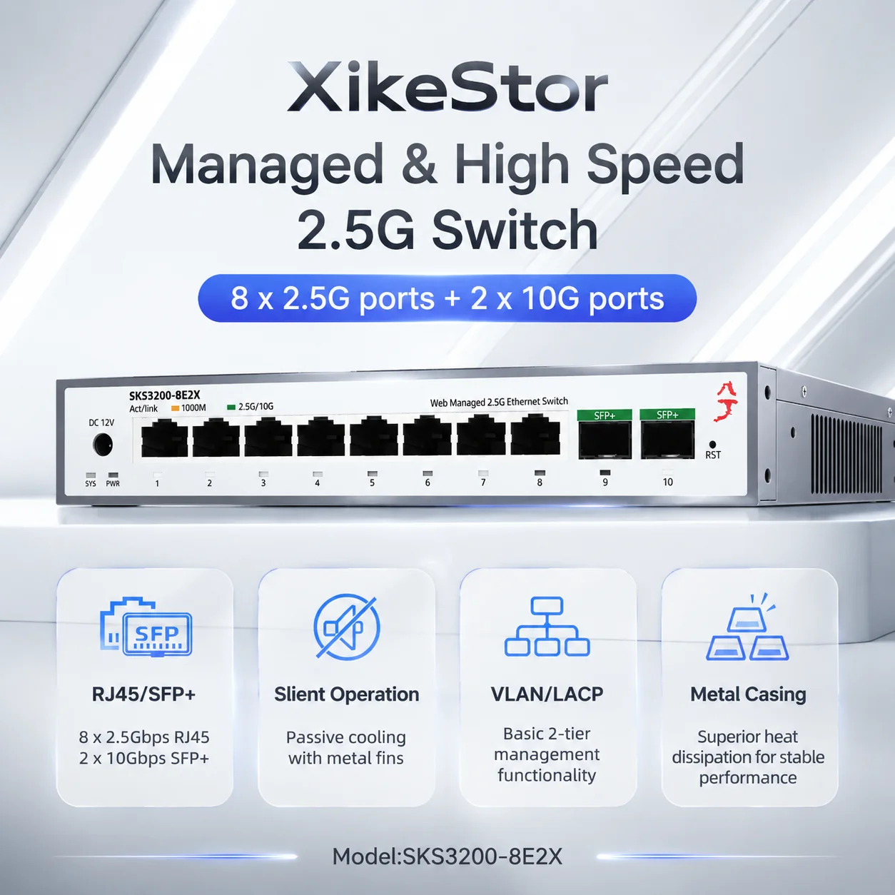 XikeStor SKS3200-8E2X 8ポート 2.5 - Sfp+ 10G Managed Switch 8 Port のレビューと価格